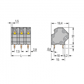 WAGO | 745-3152 | PCB TERMINAL BLOCK; 4 MM²; PIN SPACING 7.5