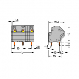 WAGO | 745-3202 | PCB TERMINAL BLOCK; 4 MM²; PIN SPACING 10