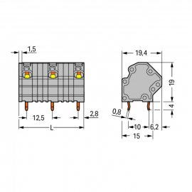 WAGO | 745-3252 | PCB TERMINAL BLOCK; 4 MM²; PIN SPACING 12.