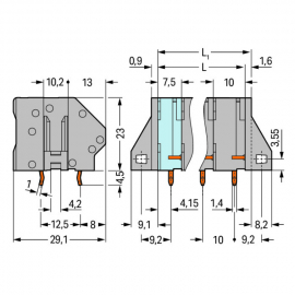 WAGO | 745-352 | PCB TERMINAL BLOCK; 6 MM²; PIN SPACING 10 M