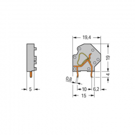 WAGO | 745-3801 | STACKABLE PCB TERMINAL BLOCK; 4 MM²; PIN S