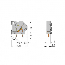 WAGO | 745-757 | STACKABLE PCB TERMINAL BLOCK 4 MM² PIN SPAC