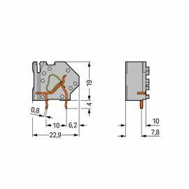 WAGO | 745-821 | STACKABLE PCB TERMINAL BLOCK; 4 MM²; PIN SP