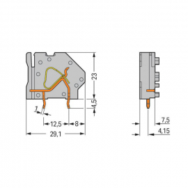 WAGO | 745-831 | STACKABLE PCB TERMINAL BLOCK; 6 MM²; PIN SP