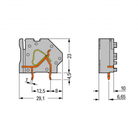 WAGO | 745-841 | STACKABLE PCB TERMINAL BLOCK; 6 MM²; PIN SP