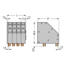 WAGO | 746-2302 | 2-CONDUCTOR PCB TERMINAL BLOCK; 10 MM²; PI