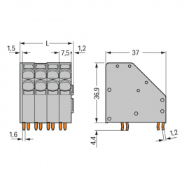 WAGO | 746-2305 | 2-CONDUCTOR PCB TERMINAL BLOCK; 10 MM²; PI