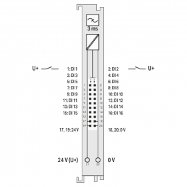 WAGO | 750-1400 | 16-CHANNEL DIGITAL INPUT; 24 VDC; 3 MS; RI