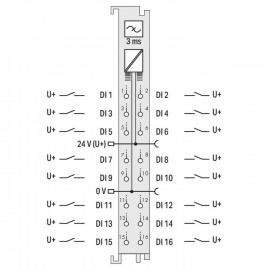 WAGO | 750-1405 | 16-CHANNEL DIGITAL INPUT; 24 VDC; 3 MS; LI