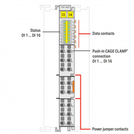 WAGO | 750-1405 | 16-CHANNEL DIGITAL INPUT; 24 VDC; 3 MS; LI