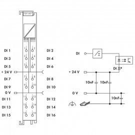 WAGO | 750-1407 | 16-CHANNEL DIGITAL INPUT; 24 VDC; 3 MS; LO