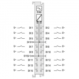 WAGO | 750-1407 | 16-CHANNEL DIGITAL INPUT; 24 VDC; 3 MS; LO