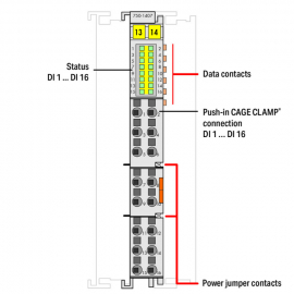 WAGO | 750-1407 | 16-CHANNEL DIGITAL INPUT; 24 VDC; 3 MS; LO