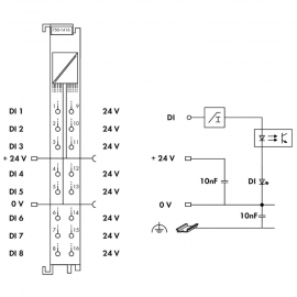 WAGO | 750-1416 | 8-CHANNEL DIGITAL INPUT; 24 VDC; 0.2 MS; 2