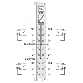 WAGO | 750-1420 | 4-CHANNEL DIGITAL INPUT; 24 VDC; 3 MS; 3-C