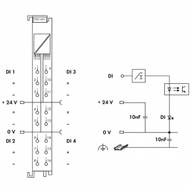 WAGO | 750-1421 | 4-CHANNEL DIGITAL INPUT; 24 VDC; 0.2 MS; 3