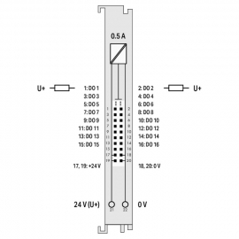 WAGO | 750-1501 | 16-CHANNEL DIGITAL OUTPUT; 24 VDC; 0.5 A;