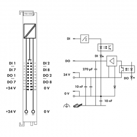 WAGO | 750-1502 | 8-CHANNEL DIGITAL INPUT/OUTPUT; 24 VDC; 0.