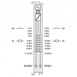 WAGO | 750-1502 | 8-CHANNEL DIGITAL INPUT/OUTPUT; 24 VDC; 0.