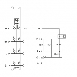 WAGO | 750-400 | 2-CHANNEL DIGITAL INPUT; 24 VDC; 3 MS; LIGH