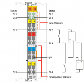 WAGO | 750-402/025-000 | 4-CHANNEL DIGITAL INPUT; 24 VDC; 3