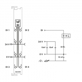 WAGO | 750-403 | 4-CHANNEL DIGITAL INPUT; 24 VDC; 0.2 MS; LI