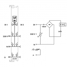 WAGO | 750-405 | 2-CHANNEL DIGITAL INPUT; 230 VAC; LIGHT GRA