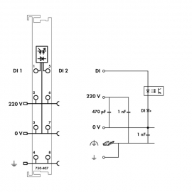 WAGO | 750-407 | 2-CHANNEL DIGITAL INPUT; 220 VDC; LIGHT GRA