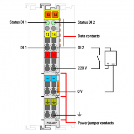 WAGO | 750-407 | 2-CHANNEL DIGITAL INPUT; 220 VDC; LIGHT GRA