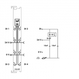 WAGO | 750-409 | 4-CHANNEL DIGITAL INPUT; 24 VDC; 0.2 MS; LO