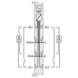 WAGO | 750-421 | 2-CHANNEL DIGITAL INPUT; 24 VDC; 3 MS; DIAG