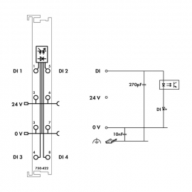 WAGO | 750-422 | 4-CHANNEL DIGITAL INPUT; 24 VDC; PULSE EXTE