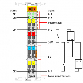 WAGO | 750-422 | 4-CHANNEL DIGITAL INPUT; 24 VDC; PULSE EXTE