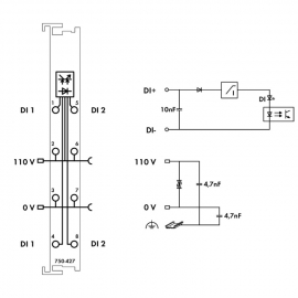 WAGO | 750-427 | 2-CHANNEL DIGITAL INPUT; 110 VDC; LIGHT GRA