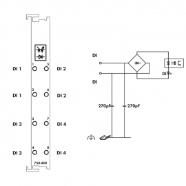 WAGO | 750-428 | 4-CHANNEL DIGITAL INPUT; 42 VAC/VDC; 20 MS;