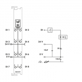 WAGO | 750-431 | 8-CHANNEL DIGITAL INPUT; 24 VDC; 0.2 MS; LI