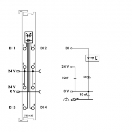 WAGO | 750-433 | 4-CHANNEL DIGITAL INPUT; 24 VDC; 0.2 MS; 2-