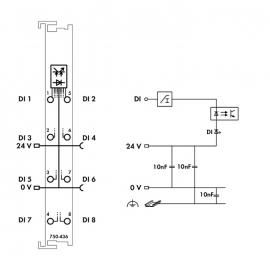 WAGO | 750-436 | 8-CHANNEL DIGITAL INPUT; 24 VDC; 3 MS; LOW-