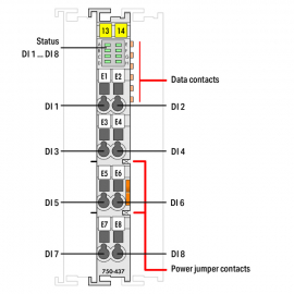 WAGO | 750-437 | 8-CHANNEL DIGITAL INPUT; 24 VDC; 0.2 MS; LO