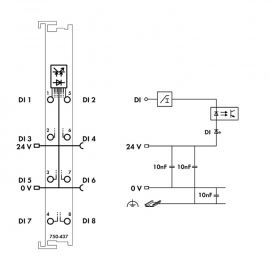 WAGO | 750-437 | 8-CHANNEL DIGITAL INPUT; 24 VDC; 0.2 MS; LO