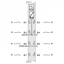 WAGO | 750-437 | 8-CHANNEL DIGITAL INPUT; 24 VDC; 0.2 MS; LO