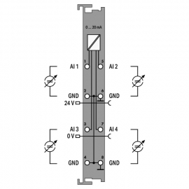 WAGO | 750-453/040-000 | 4-CHANNEL ANALOG INPUT; 0 … 20 MA;