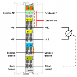 WAGO | 750-456/000-200 | 2-CHANNEL ANALOG INPUT; ±10 VDC; DI