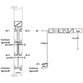 WAGO | 750-457 | 4-CHANNEL ANALOG INPUT; ±10 VDC; SINGLE-END