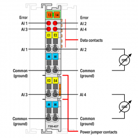 WAGO | 750-457 | 4-CHANNEL ANALOG INPUT; ±10 VDC; SINGLE-END