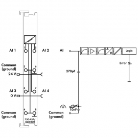 WAGO | 750-457/040-000 | 4-CHANNEL ANALOG INPUT; ±10 VDC; SI