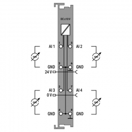 WAGO | 750-457/040-000 | 4-CHANNEL ANALOG INPUT; ±10 VDC; SI
