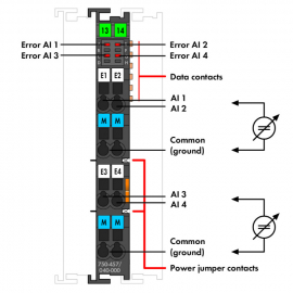 WAGO | 750-457/040-000 | 4-CHANNEL ANALOG INPUT; ±10 VDC; SI
