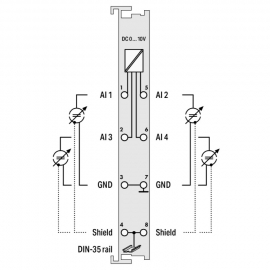 WAGO | 750-468/025-000 | 4-CHANNEL ANALOG INPUT; 0 ... 10 VD