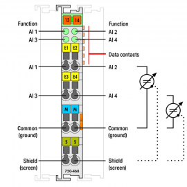 WAGO | 750-468/025-000 | 4-CHANNEL ANALOG INPUT; 0 ... 10 VD